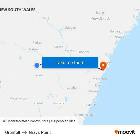 Grenfell to Grays Point map