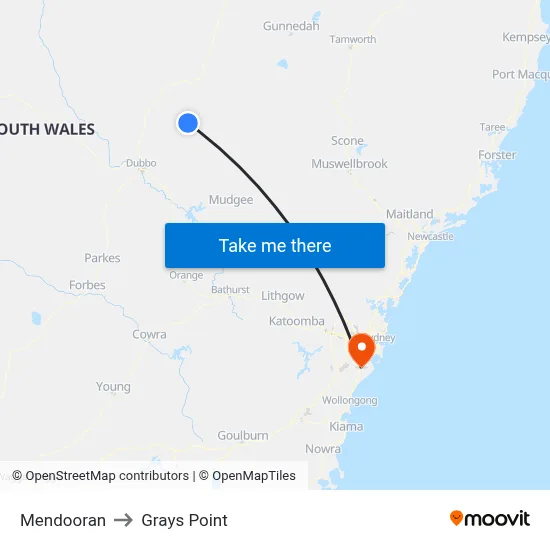 Mendooran to Grays Point map