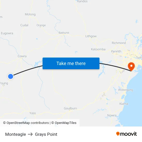Monteagle to Grays Point map