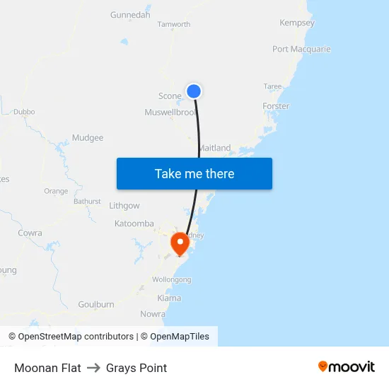 Moonan Flat to Grays Point map