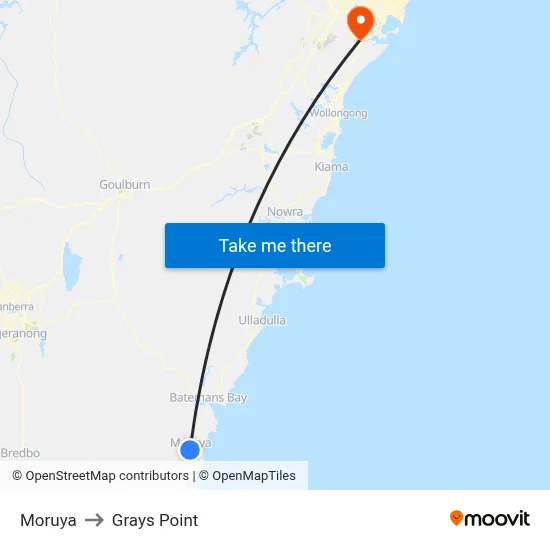 Moruya to Grays Point map