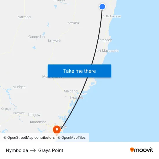 Nymboida to Grays Point map