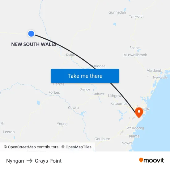 Nyngan to Grays Point map