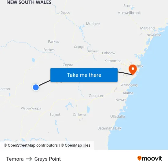 Temora to Grays Point map