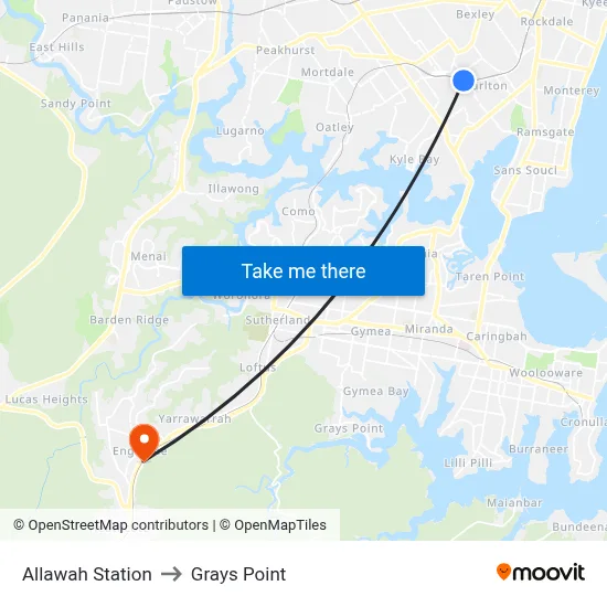 Allawah Station to Grays Point map