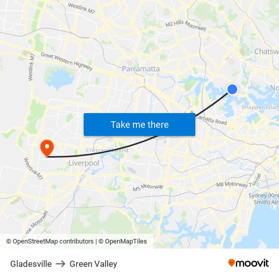Gladesville to Green Valley map