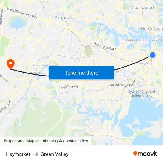 Haymarket to Green Valley map