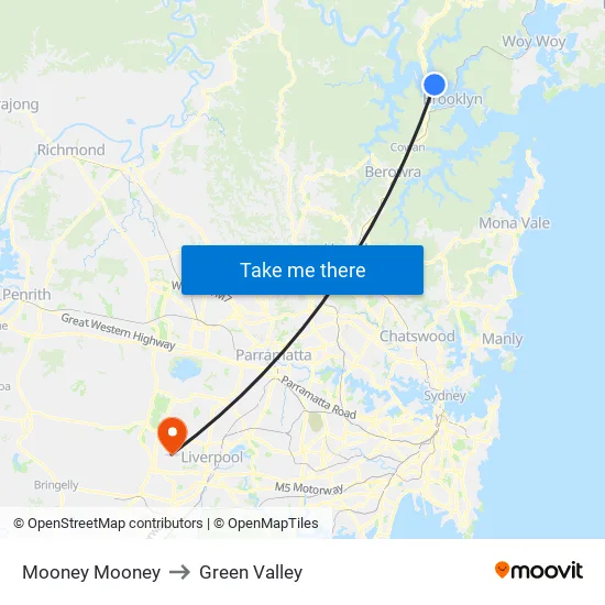 Mooney Mooney to Green Valley map