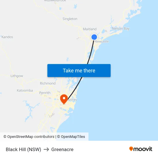 Black Hill (NSW) to Greenacre map