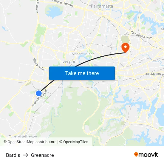 Bardia to Greenacre map