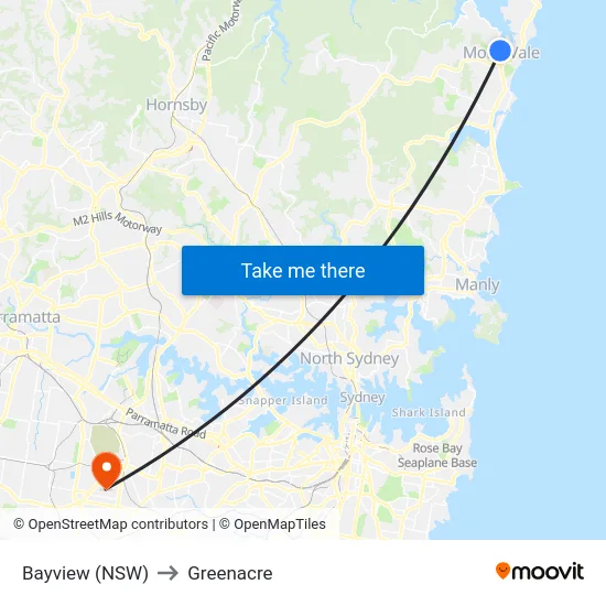 Bayview (NSW) to Greenacre map