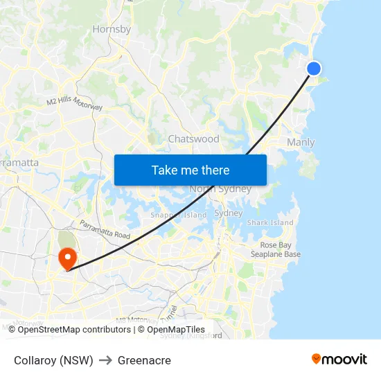 Collaroy (NSW) to Greenacre map