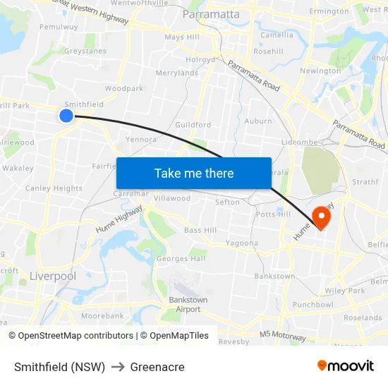 Smithfield (NSW) to Greenacre map