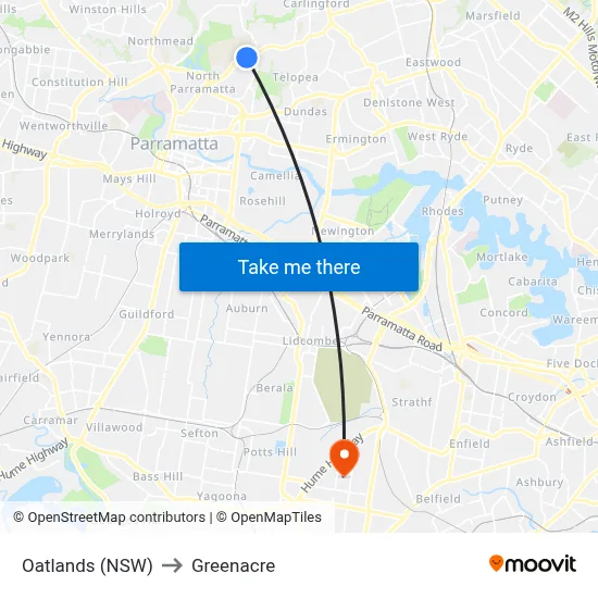 Oatlands (NSW) to Greenacre map