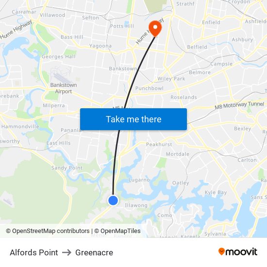 Alfords Point to Greenacre map