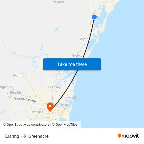 Eraring to Greenacre map