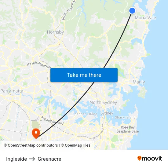 Ingleside to Greenacre map