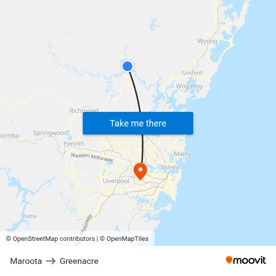 Maroota to Greenacre map
