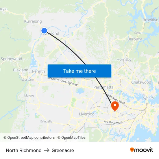 North Richmond to Greenacre map