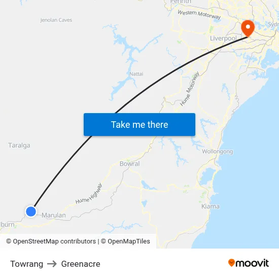 Towrang to Greenacre map