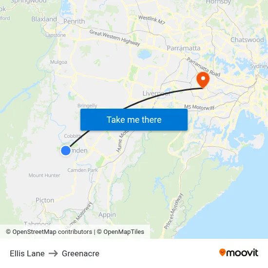 Ellis Lane to Greenacre map