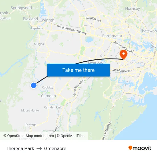 Theresa Park to Greenacre map