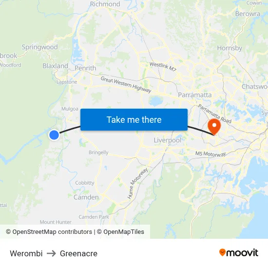 Werombi to Greenacre map