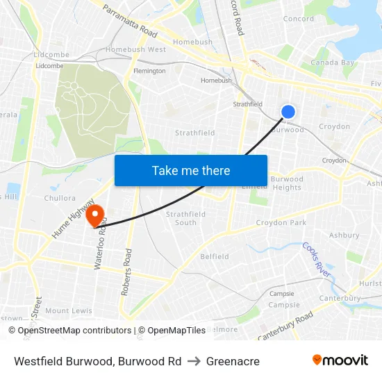 Westfield Burwood, Burwood Rd to Greenacre map