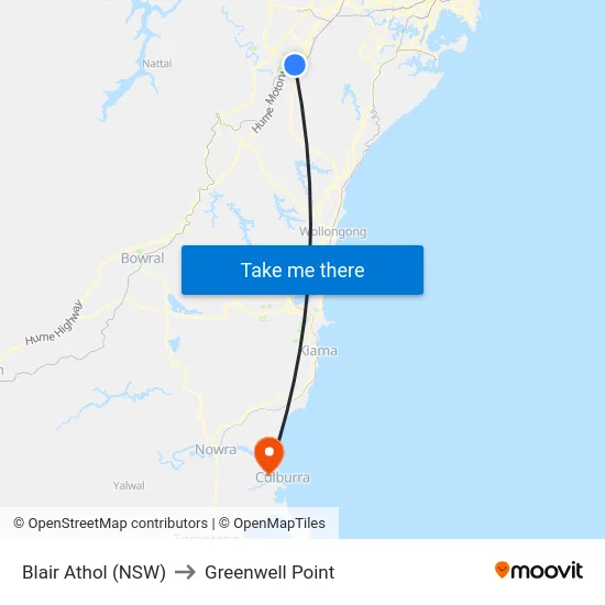 Blair Athol (NSW) to Greenwell Point map