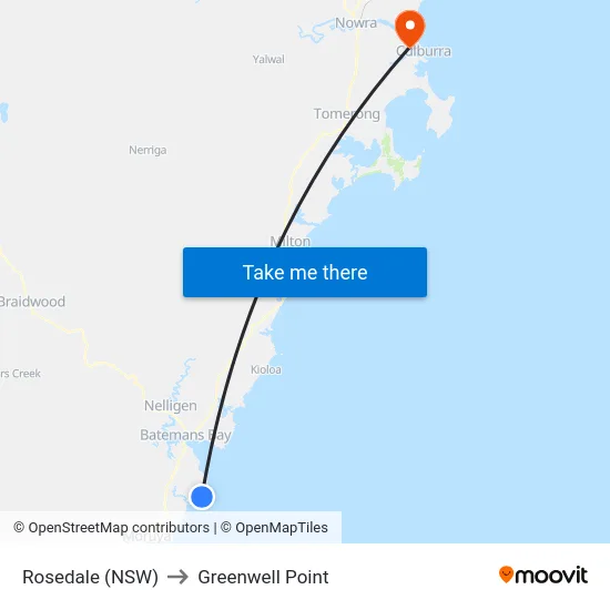 Rosedale (NSW) to Greenwell Point map