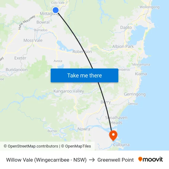 Willow Vale (Wingecarribee - NSW) to Greenwell Point map