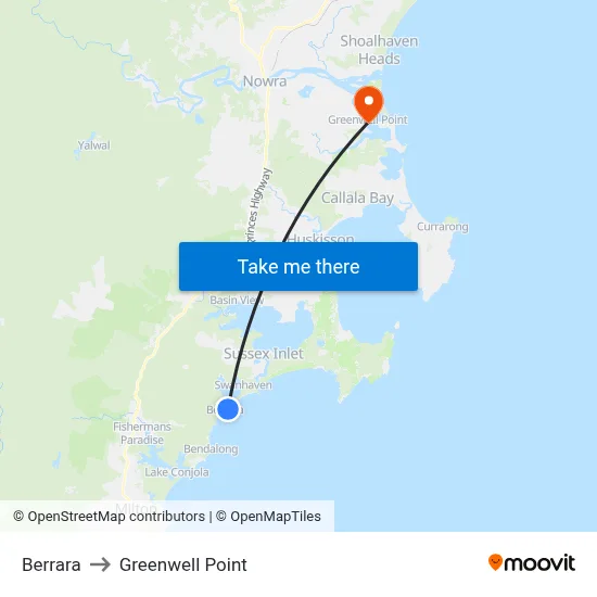 Berrara to Greenwell Point map