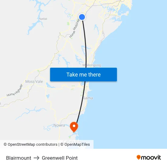 Blairmount to Greenwell Point map