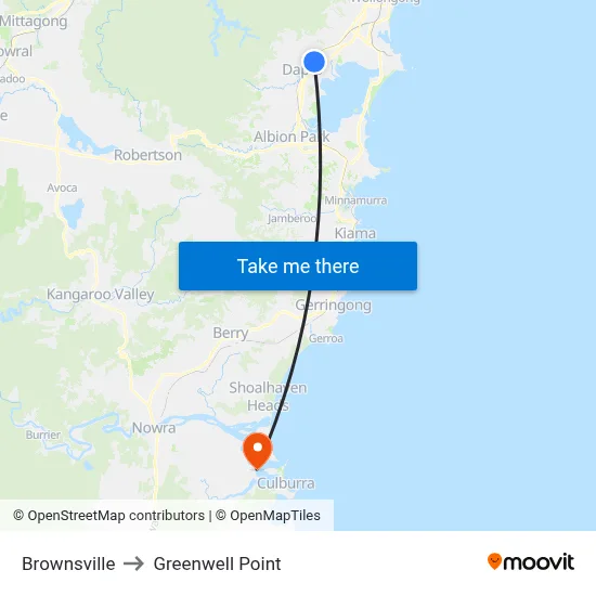 Brownsville to Greenwell Point map