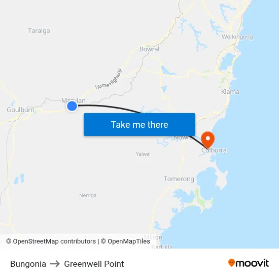 Bungonia to Greenwell Point map