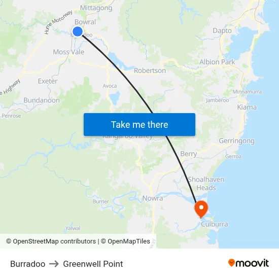 Burradoo to Greenwell Point map