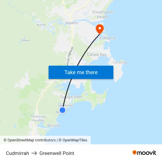 Cudmirrah to Greenwell Point map