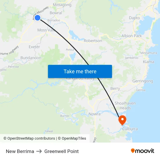 New Berrima to Greenwell Point map