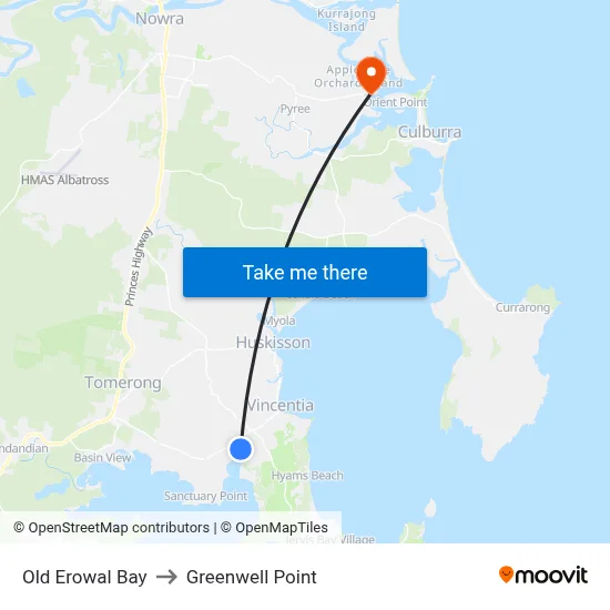 Old Erowal Bay to Greenwell Point map