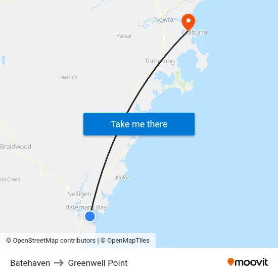 Batehaven to Greenwell Point map