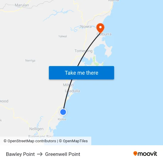 Bawley Point to Greenwell Point map