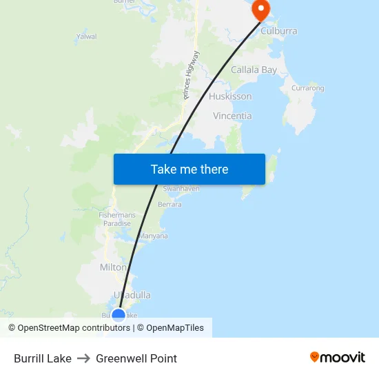 Burrill Lake to Greenwell Point map