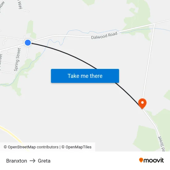 Branxton to Greta map
