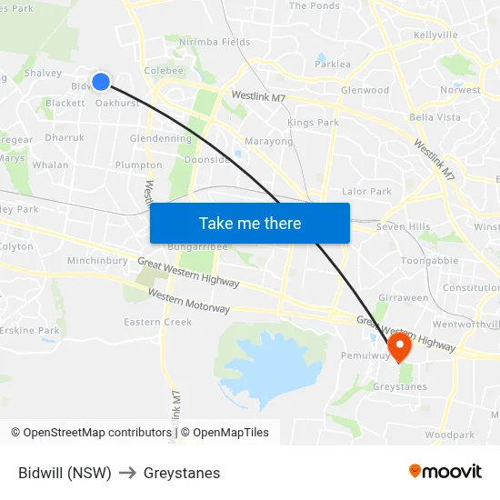 Bidwill (NSW) to Greystanes map