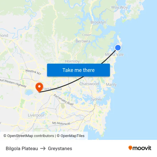 Bilgola Plateau to Greystanes map