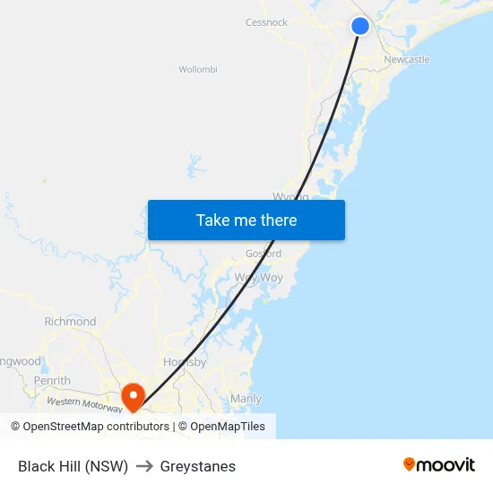 Black Hill (NSW) to Greystanes map