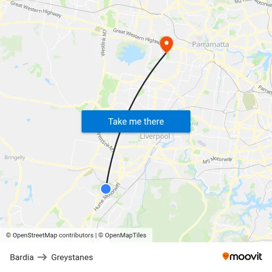 Bardia to Greystanes map