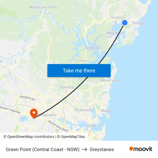 Green Point (Central Coast - NSW) to Greystanes map