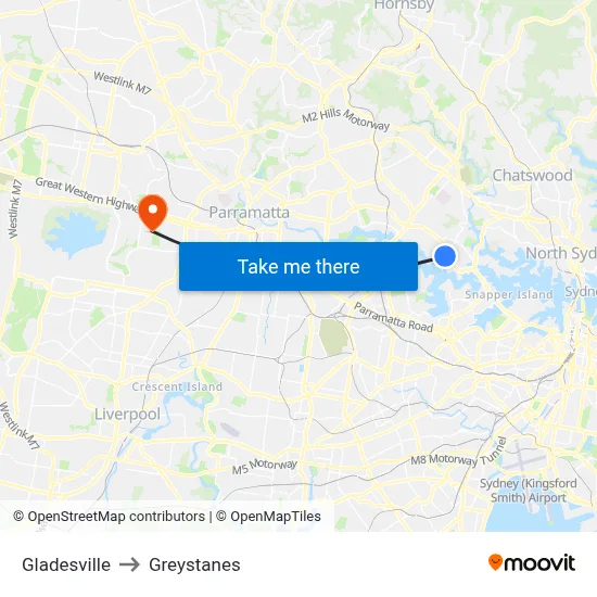 Gladesville to Greystanes map