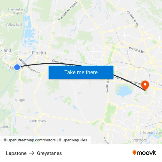 Lapstone to Greystanes map